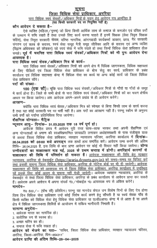 Bihar Adhikar Mitra Recruitment 2025