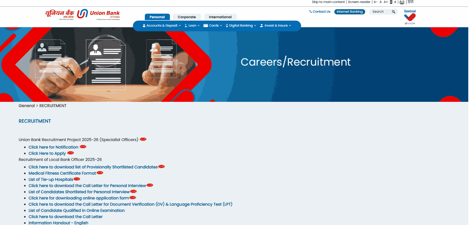 Union Bank Specialist Officer (SO) Recruitment 2026