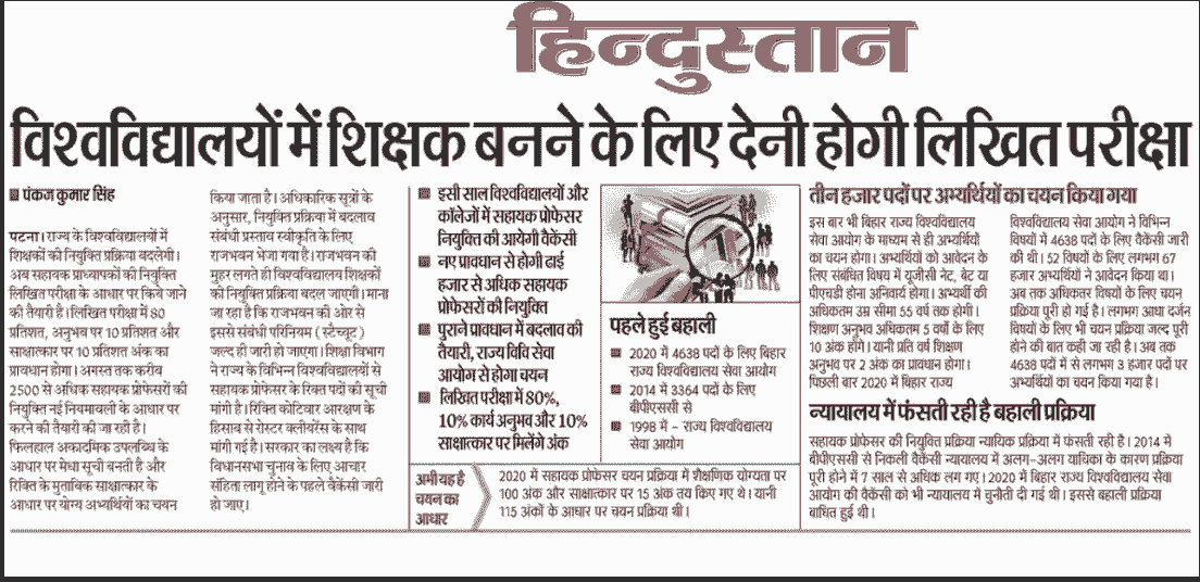 Bihar Assistant Profressor Vacancy 2025
