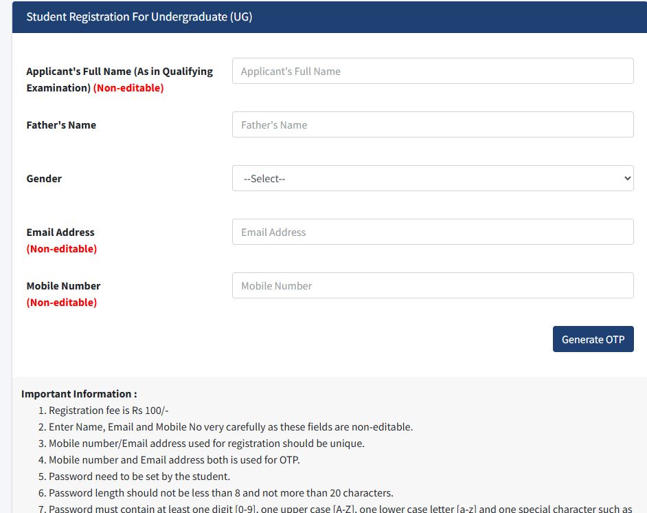 Haryana College UG Admission Online Form