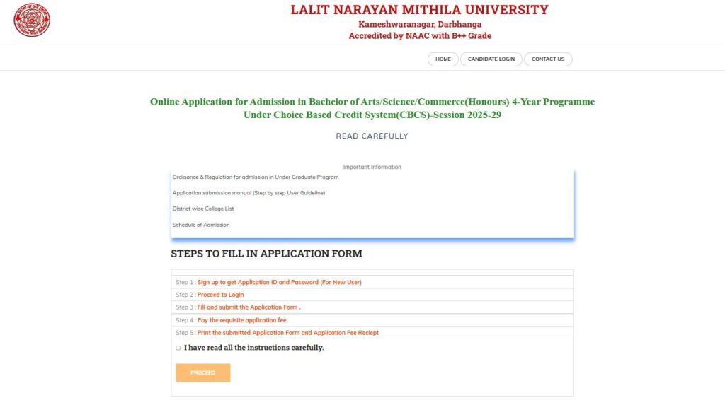 LNMU UG Admission 2025-29