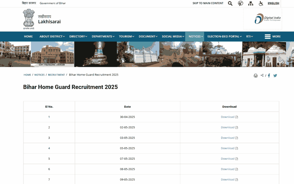 Bihar Home Guard Physical Result 2025