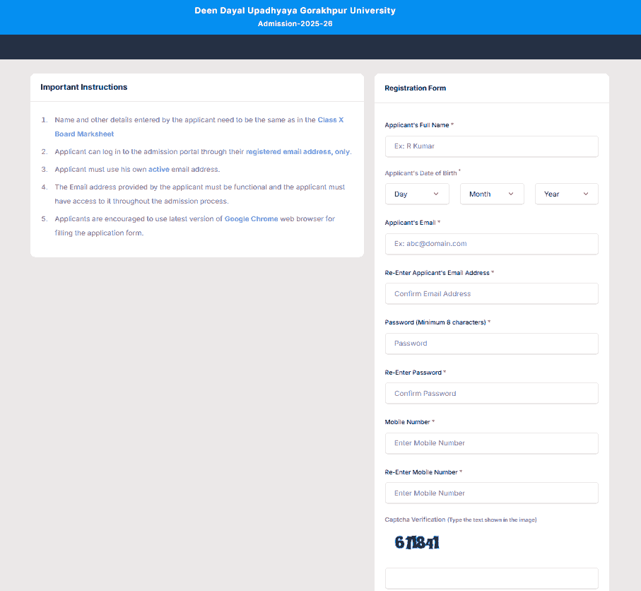DDU PG Admission Form 2025-26