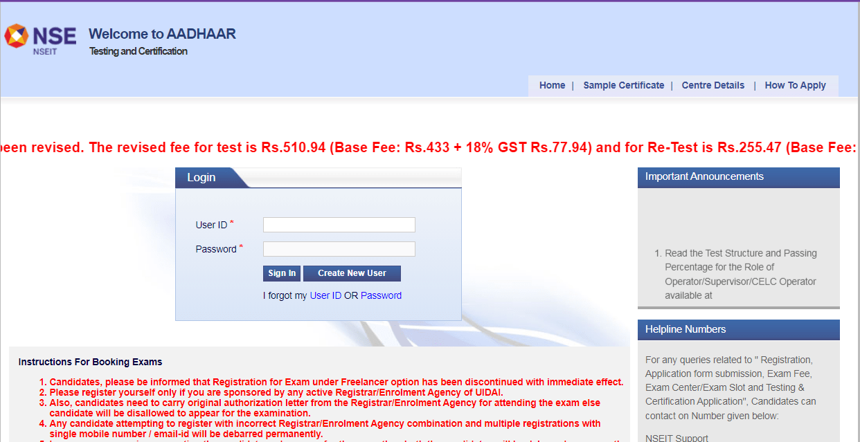 Aadhaar Supervisor Certificate Apply Online 2025