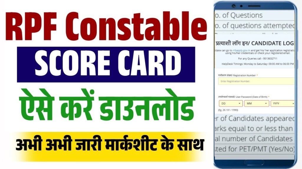 Railway RPF Constable Score Card 2025