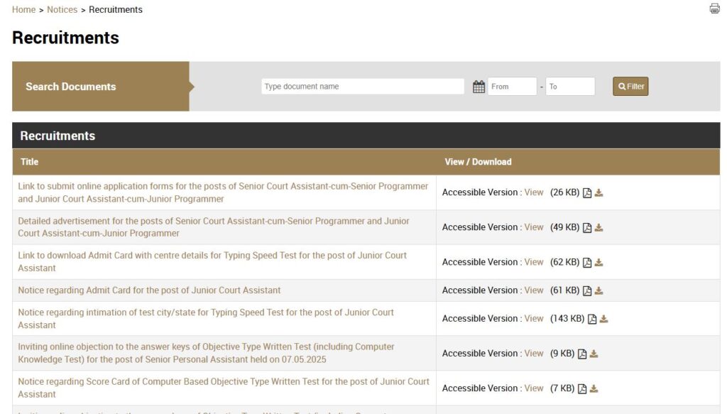 Supreme Court New Recruitment 2025