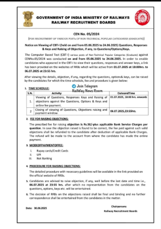 RRB NTPC Graduation Answer Key 2025