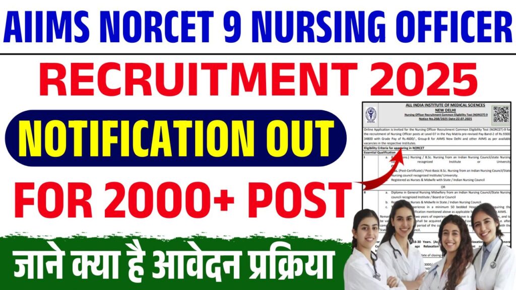 AIIMS NORCET 9 Nursing Officer Recruitment 2025