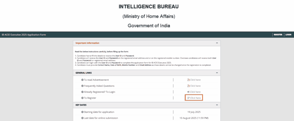 IB / ACIO Executive Vacancy 2025