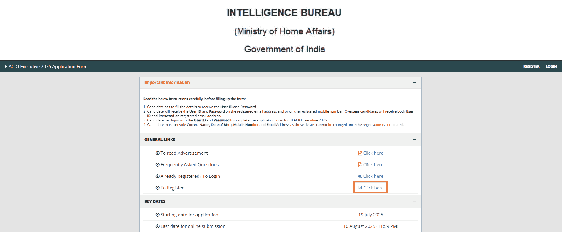 IB ACIO II / Tech Recruitment 2025