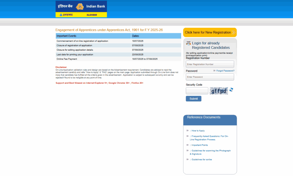 Indian Bank Apprentice Notification 2025