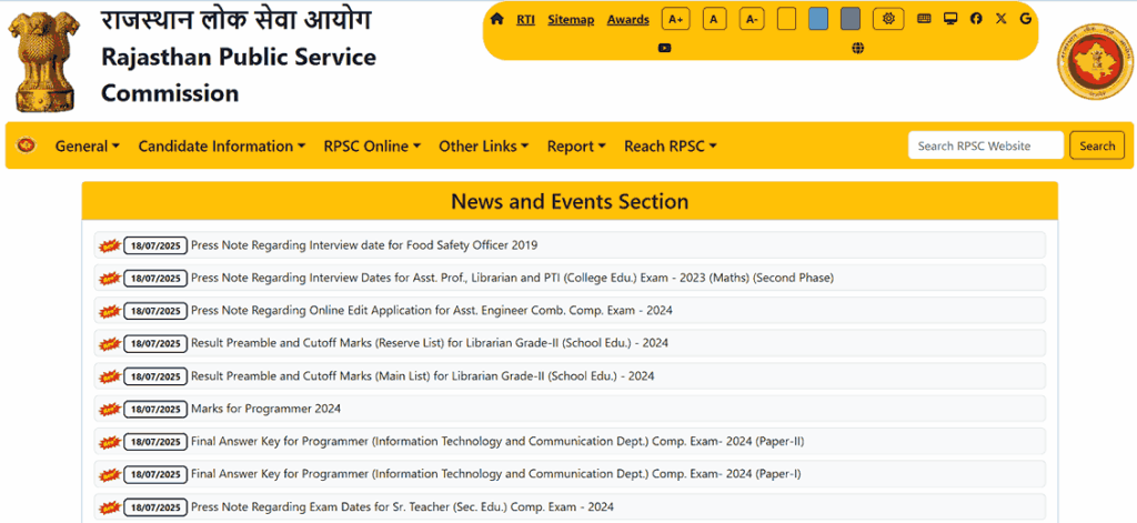 Rajasthan PSC Various Post Recruitment 2025