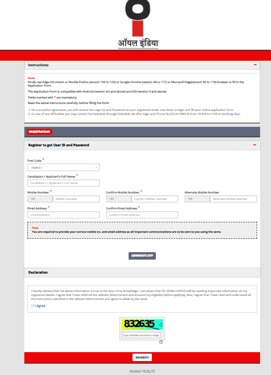 OIL India Workpersons Notification 2025