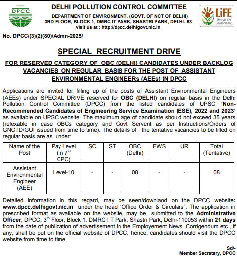 DPCC AEE Recruitment 2025
