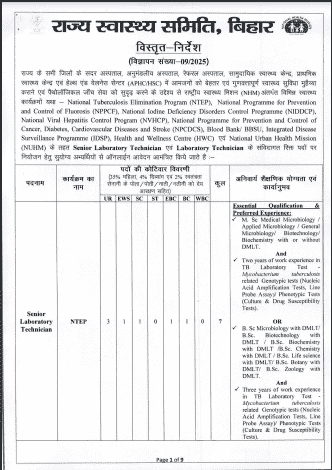 Bihar Laboratory Technician Vacancy 2025