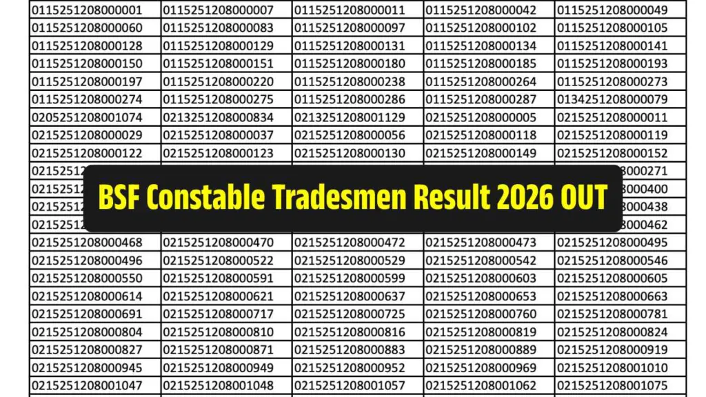 BSF Constable Tradesman 1st Phase Result 2026