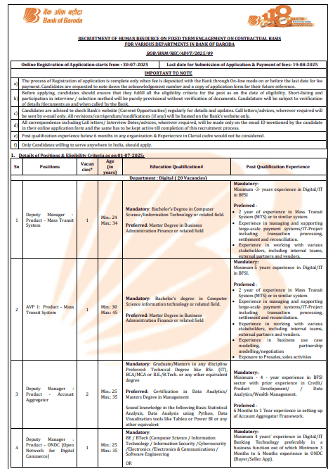 Bank of Baroda Recruitment 2025