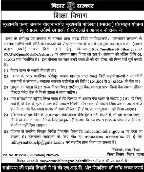 Bihar Graduation Scholarship 2025