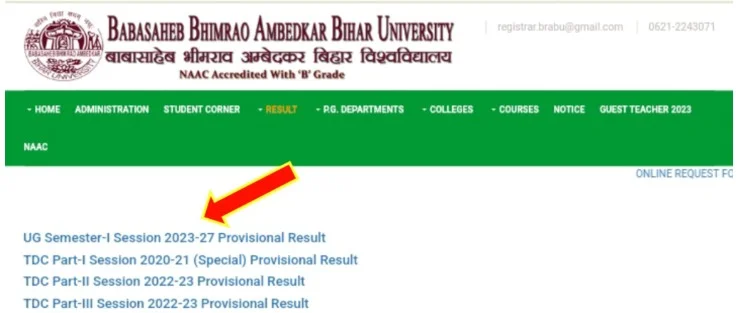 BRABU UG 3rd Semester Result 2025