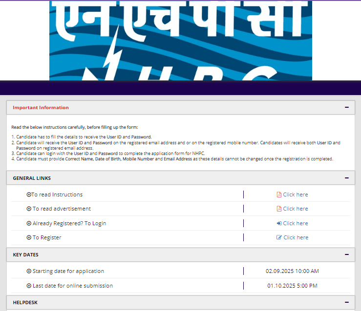 NHPC Non Executive Recruitment 2025