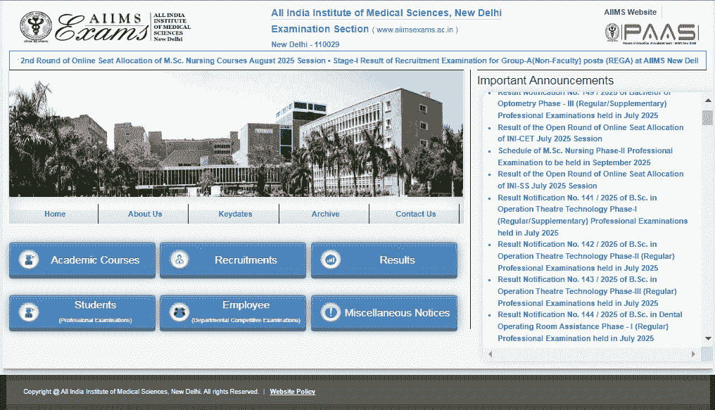 AIIMS NORCET 9 City Intimation Slip 2025