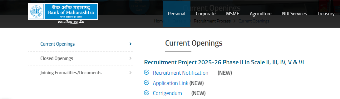 Bank of Maharashtra SO Recruitment 2025