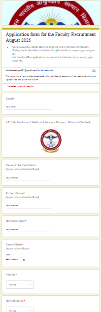 AIIMS Bilaspur Faculty Vacancy 2025