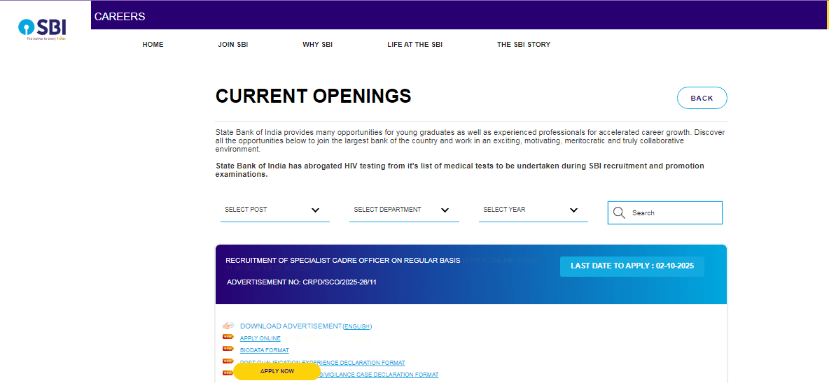 SBI Specialist Officers Recruitment 2025