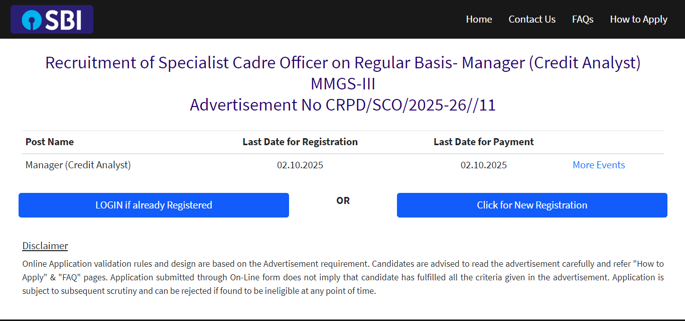 SBI Specialist Officers Recruitment 2025