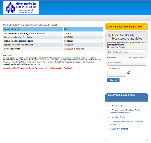 Indian Overseas Bank SO Vacancy 2025