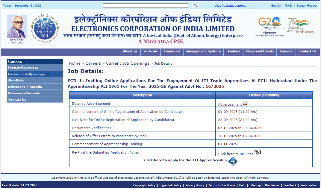 ECIL Apprentice Vacancy 2025