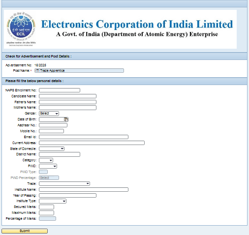 ECIL Apprentice Vacancy 2025