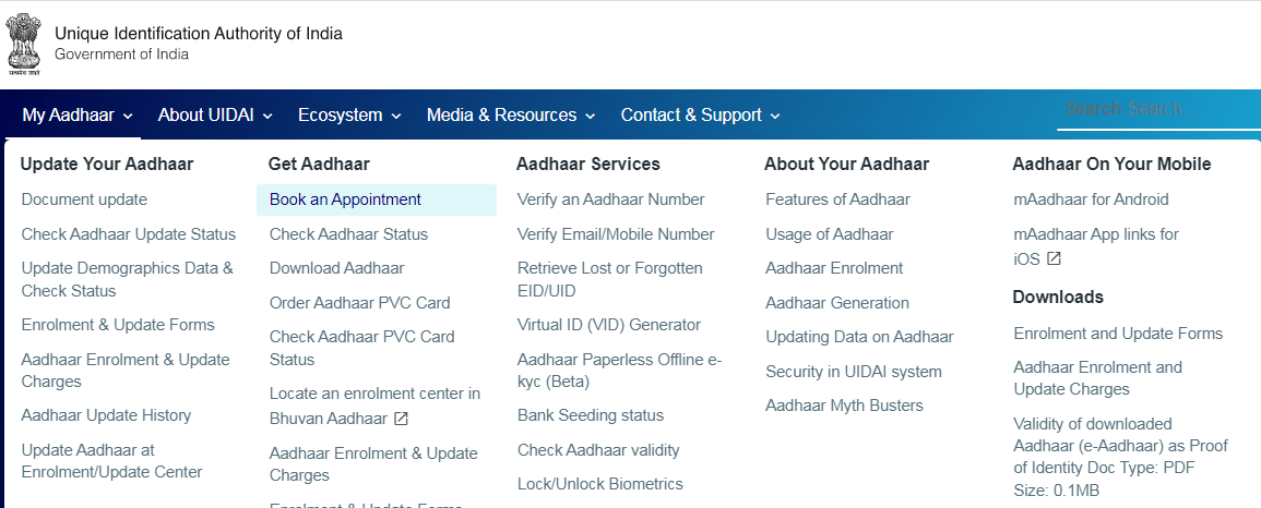 Aadhaar Slot Booking 2025