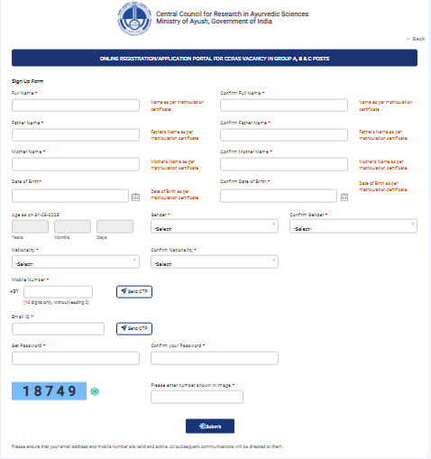 CCRAS Vacancy 2025