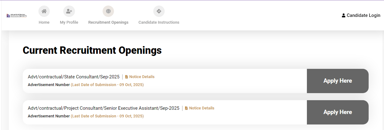 NIOS Recruitment 2025