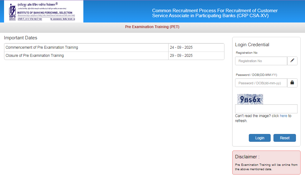 IBPS Clerk PET Admit Card 2025