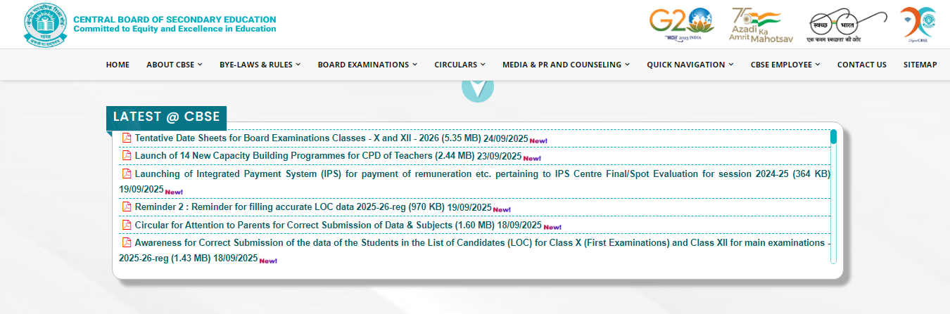 CBSE Class 10th And 12th Exam Date Sheet 2026