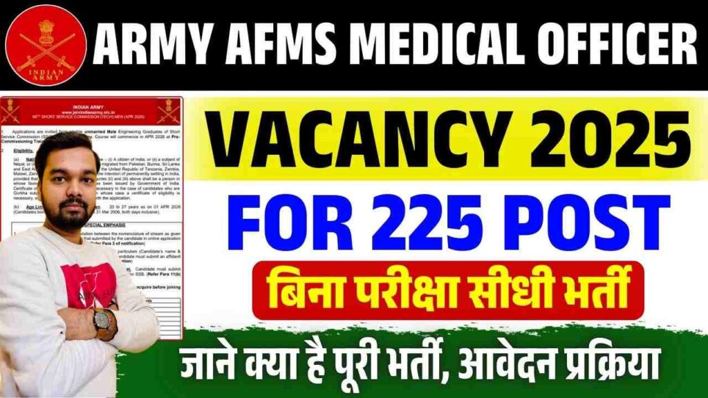 Army AFMS Medical Officer Vacancy 2025