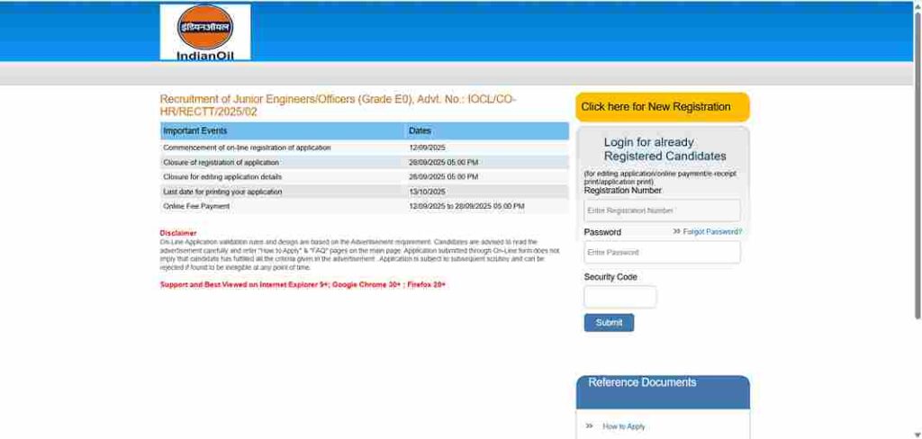 IOCL JE Recruitment 2025