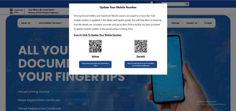 Mobile Number in Driving Licence