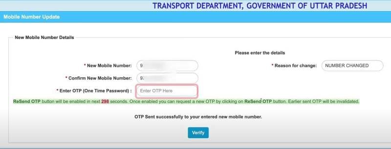 Update Mobile Number in Driving Licence