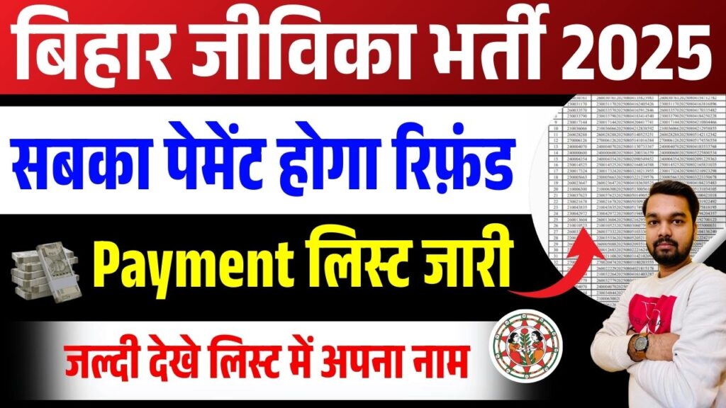 Bihar Jeevika Vacancy Payment Refund List 2025