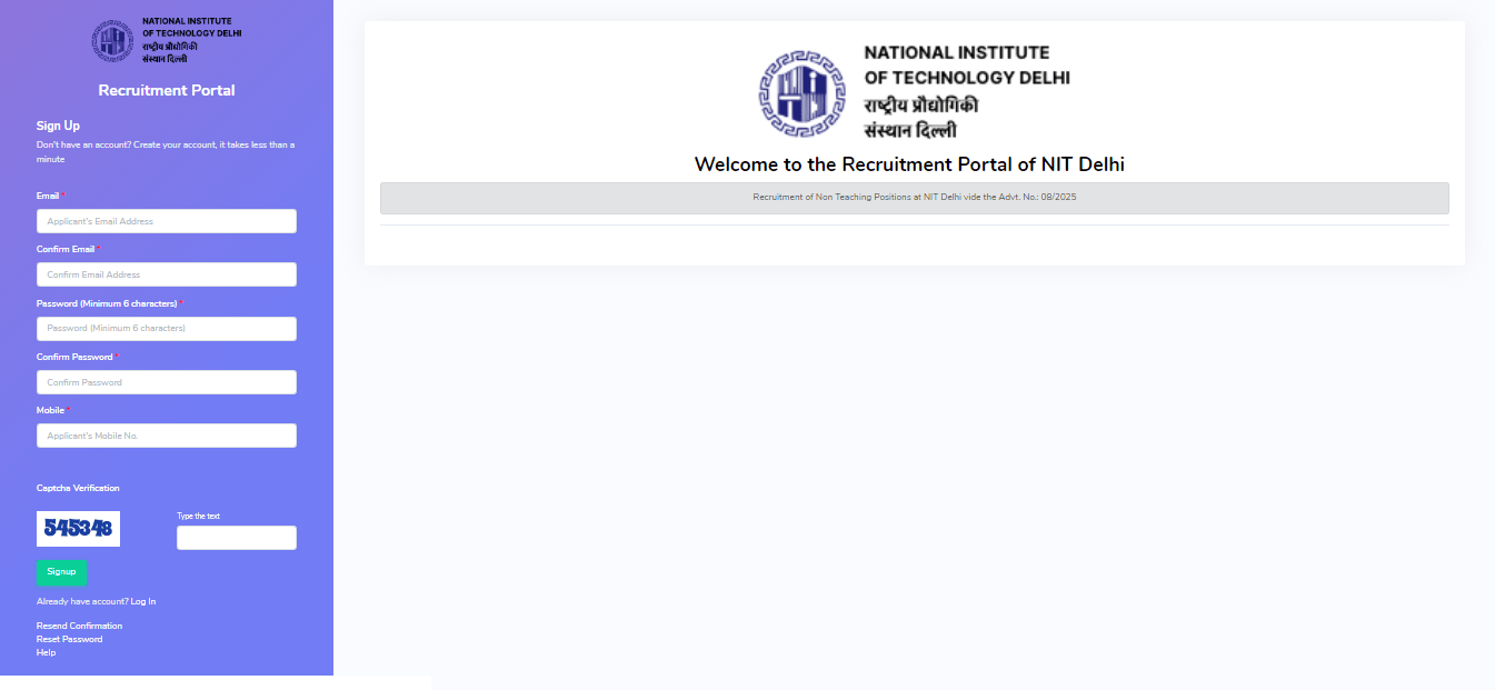 NIT Delhi Non Teaching Recruitment 2025