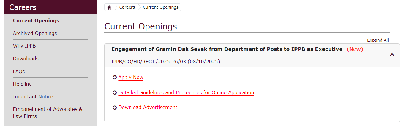 IPPB GDS Executive Recruitment 2025