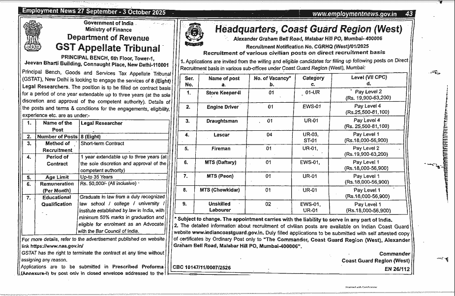 Indian Coast Guard Recruitment 2025