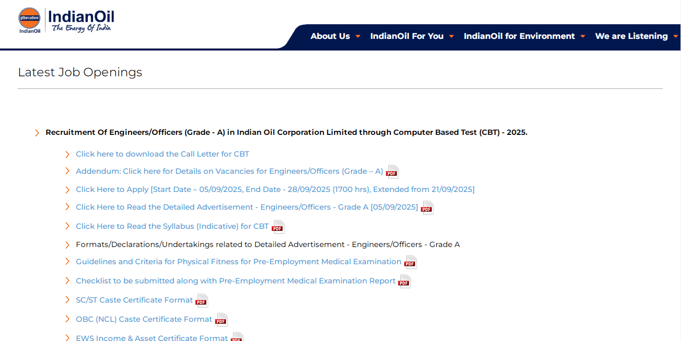 IOCL Engineer Admit Card 2025