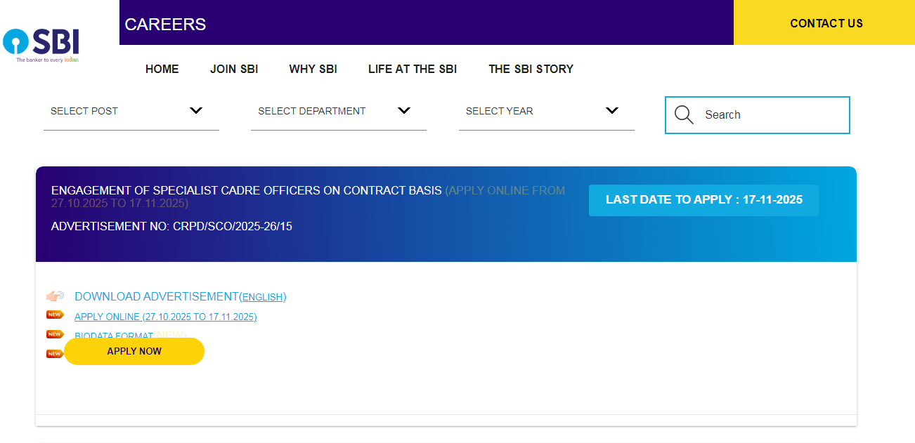 SBI SCO Vacancy 2025