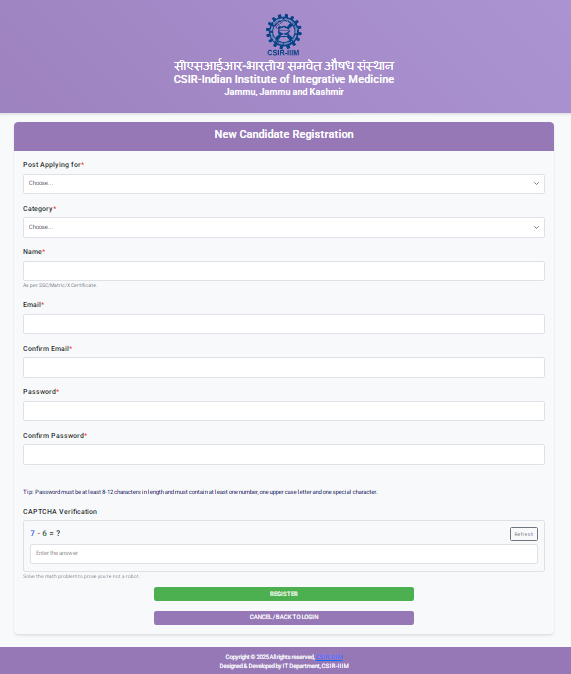 CSIR IIIM MTS Vacancy 2025
