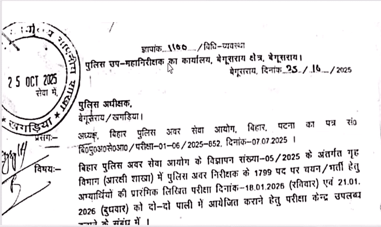 Bihar SI Exam Date 2025