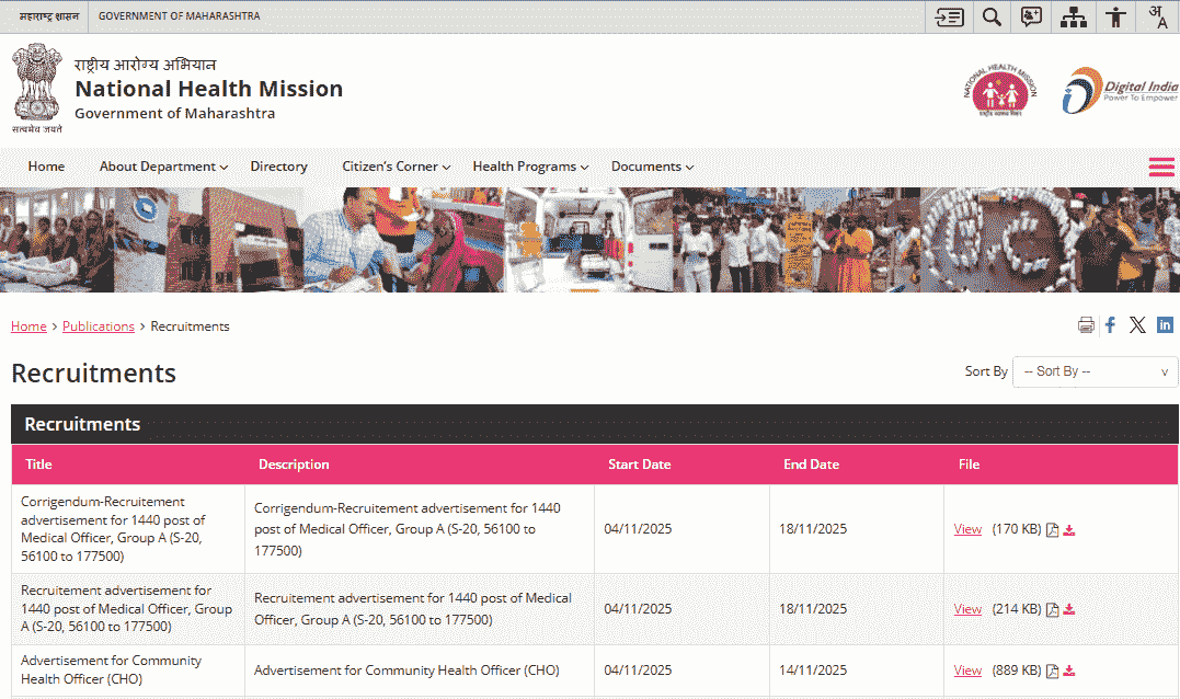 NHM Maharashtra Medical Officer Recruitment 2025